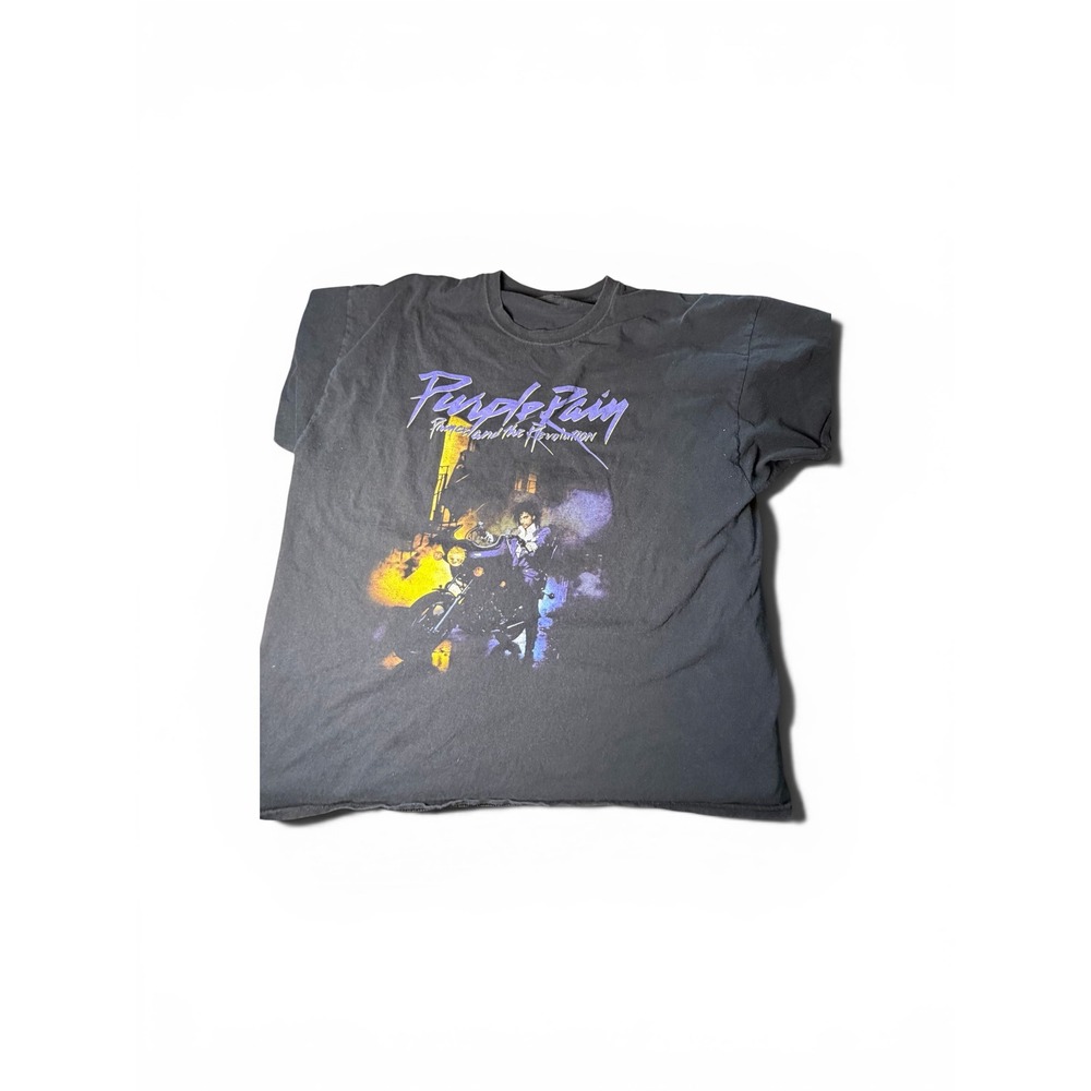 Prince Purple Rain Graphic Tee Shirt Mens XL Baggy Black Short Sleeve Crewneck